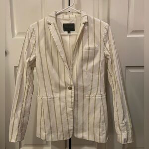 Banana Republic Women's Blazer - Cream with Green Stripes